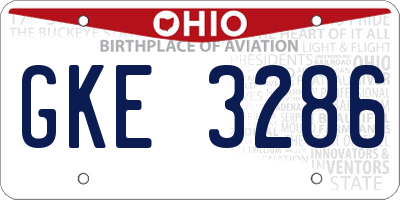 OH license plate GKE3286
