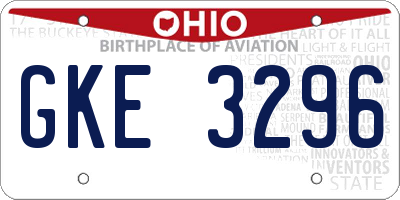 OH license plate GKE3296