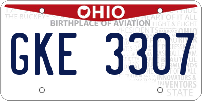 OH license plate GKE3307