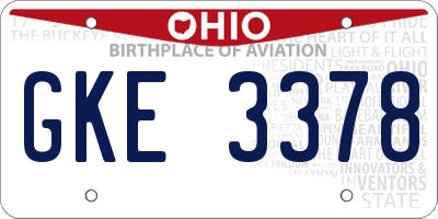 OH license plate GKE3378