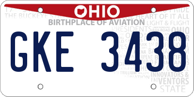 OH license plate GKE3438