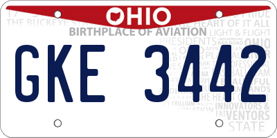 OH license plate GKE3442