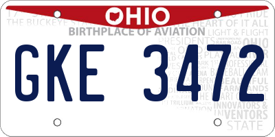 OH license plate GKE3472