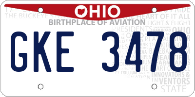 OH license plate GKE3478