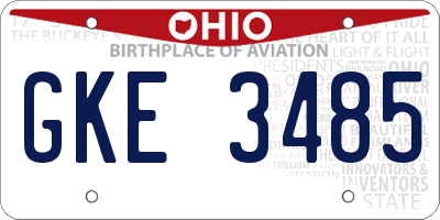 OH license plate GKE3485