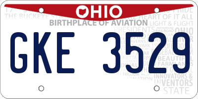 OH license plate GKE3529