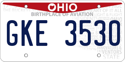 OH license plate GKE3530