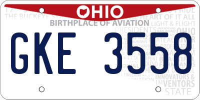 OH license plate GKE3558
