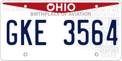 OH license plate GKE3564