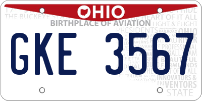 OH license plate GKE3567