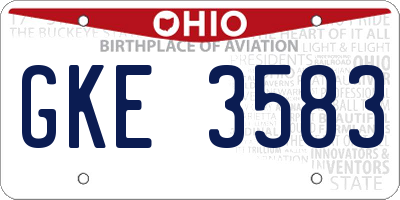 OH license plate GKE3583