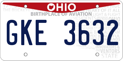OH license plate GKE3632