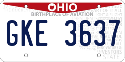 OH license plate GKE3637