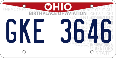 OH license plate GKE3646
