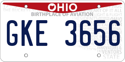 OH license plate GKE3656