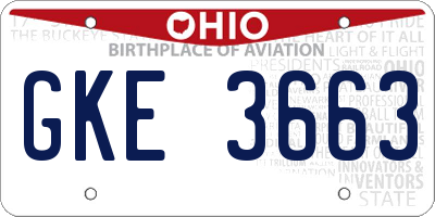 OH license plate GKE3663