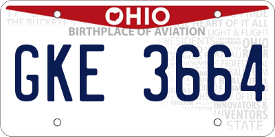 OH license plate GKE3664
