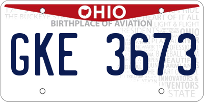 OH license plate GKE3673
