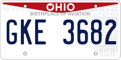 OH license plate GKE3682
