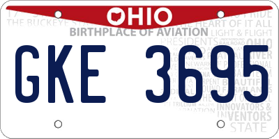 OH license plate GKE3695