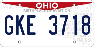 OH license plate GKE3718