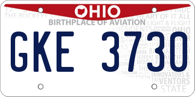 OH license plate GKE3730
