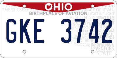 OH license plate GKE3742