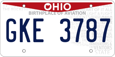 OH license plate GKE3787