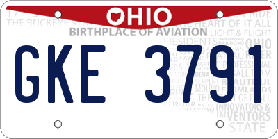 OH license plate GKE3791