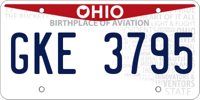 OH license plate GKE3795