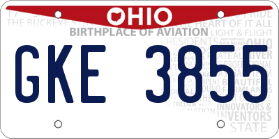 OH license plate GKE3855