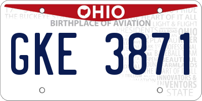 OH license plate GKE3871