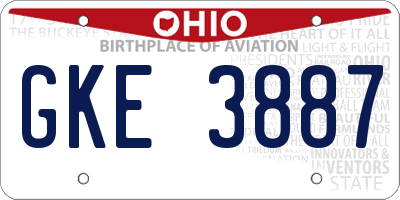 OH license plate GKE3887