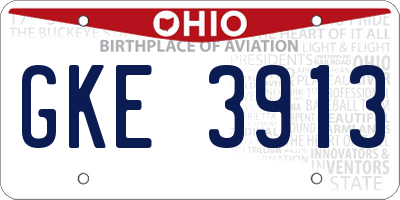 OH license plate GKE3913