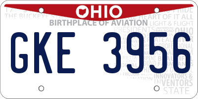 OH license plate GKE3956