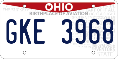 OH license plate GKE3968