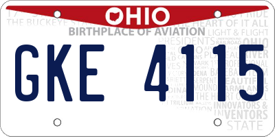 OH license plate GKE4115