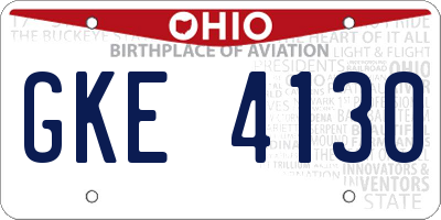 OH license plate GKE4130