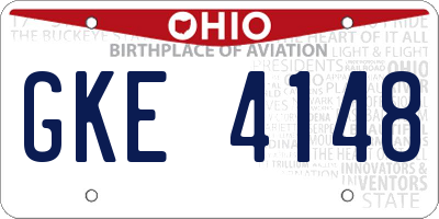 OH license plate GKE4148