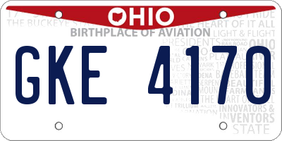 OH license plate GKE4170