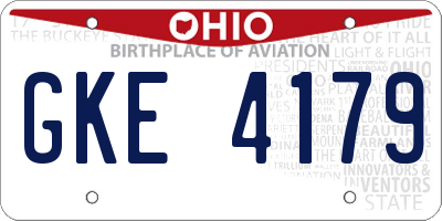 OH license plate GKE4179