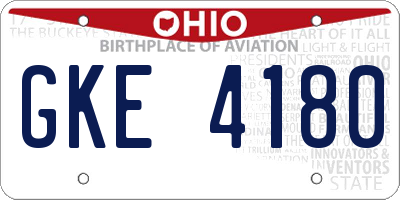 OH license plate GKE4180
