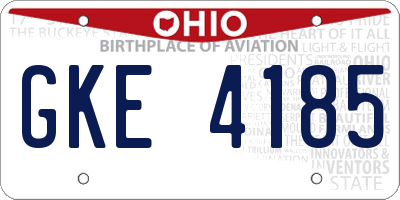 OH license plate GKE4185