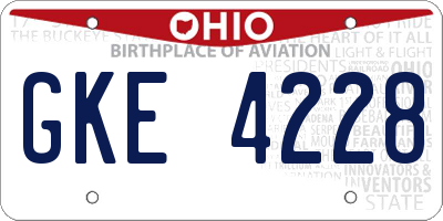 OH license plate GKE4228