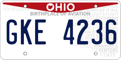OH license plate GKE4236