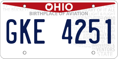 OH license plate GKE4251