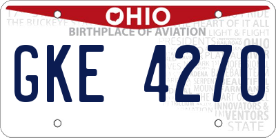 OH license plate GKE4270