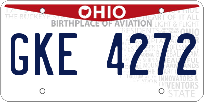 OH license plate GKE4272