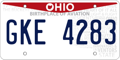 OH license plate GKE4283