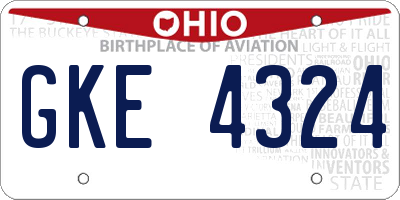 OH license plate GKE4324